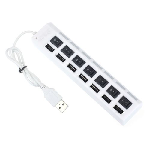7 Ports LED USB 2.0 Adaptateur marche / arrêt pour PC portable WH Pealer09