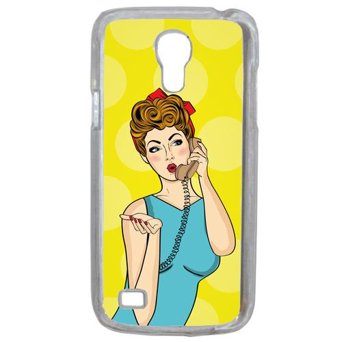 Coque Pin Up Fond Jaune Compatible Samsung Galaxy S4 Mini Transparent