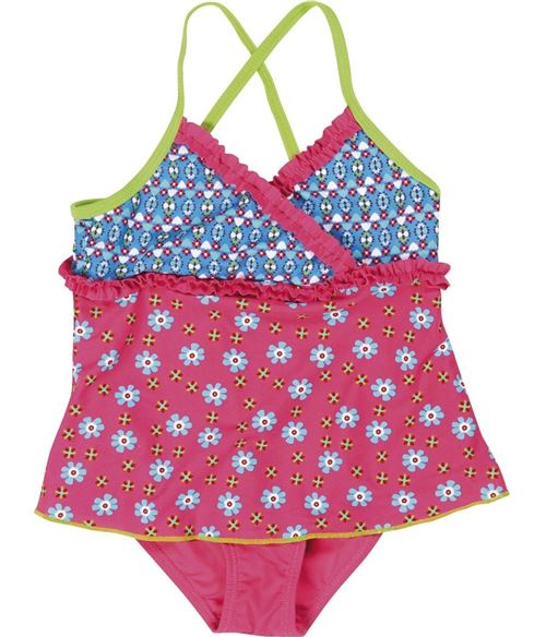 Playshoes maillot de bain avec jupe résistant aux UV rose/bleu