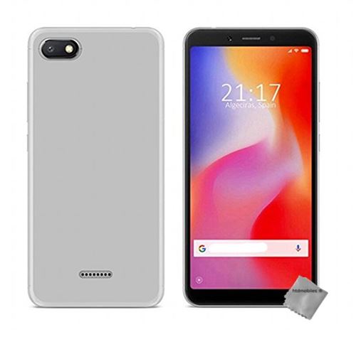 Housse etui coque pochette silicone gel fine pour Xiaomi Redmi 6A avec verre trempe - BLANC TRANSPARENT