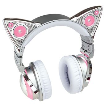 Casque Audio Oreilles De Chat Ariana Grande Bluetooth Sans Fil Avec Haut Parleur Et 8 Choix De Couleurs Interchangeable Casque Audio Achat Prix Fnac