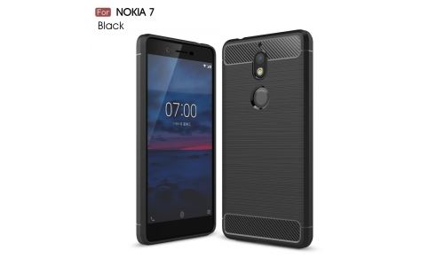 Coque pour Nokia-7 noire aspect carbone