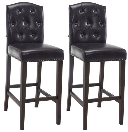 Lot de 2 tabouret de bar LOUISE similicuir , Marron/Antique