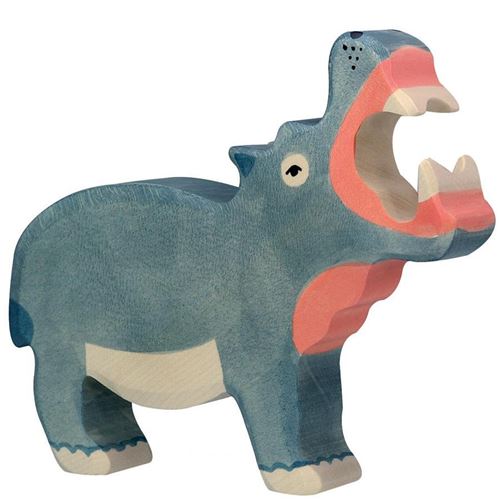 Animaux En Bois Hippopotame Figurine Holztiger