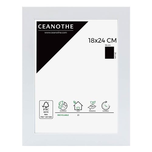 Cadre photo Mat blanc 18x24 cm, bois reconstitué - marque française