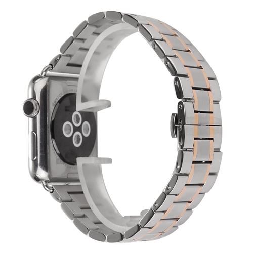 Bracelet en métal une partie en argent / or rose pour votre Apple Watch Series 3/2/1 42mm