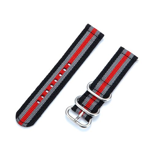 Bracelet en PU Toile à trois boucles 20 mm noir/gris/rouge/gris/noir pour votre Garmin 245/Vivoactive 3/Venu/Vivomove HR