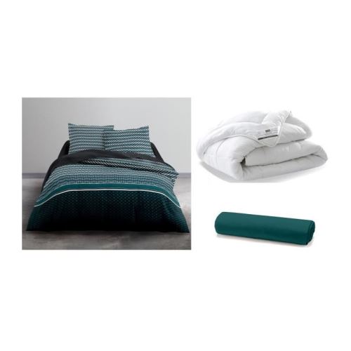 TODAY Pack complet VISION 220x240cm - Couette + Parure de couette + Drap Housse Coton