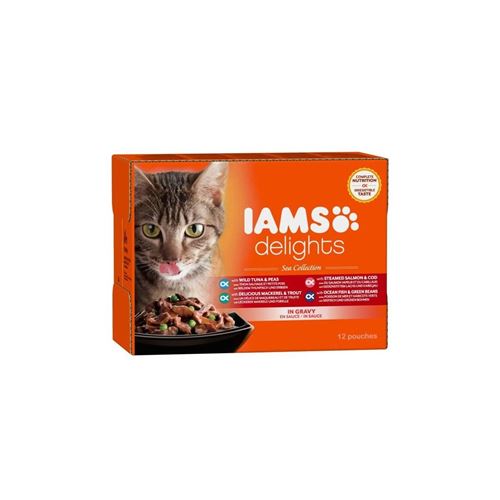 Iams Delights Multibox Saveurs De La Mer En Sauce Sea Collection - Toutes Races - 12x85 G - Pour Chat Adulte