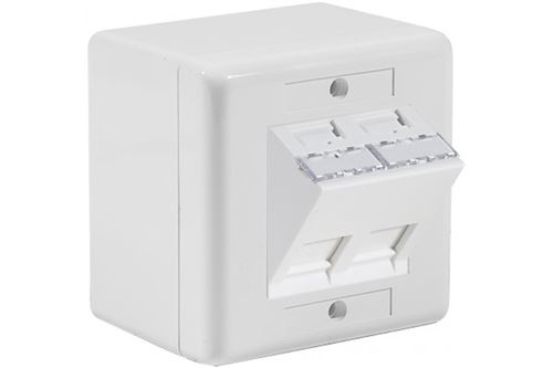 Boitier mural RJ45 incliné 30° 2 ports CAT 6 FTP