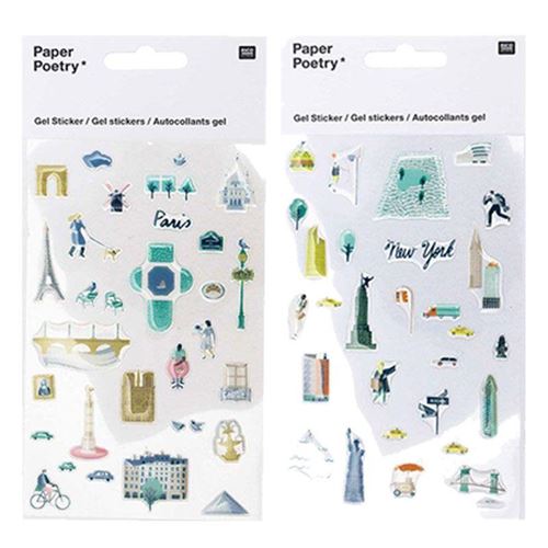Stickers gel transparent - Paris, New-York - Rico Design