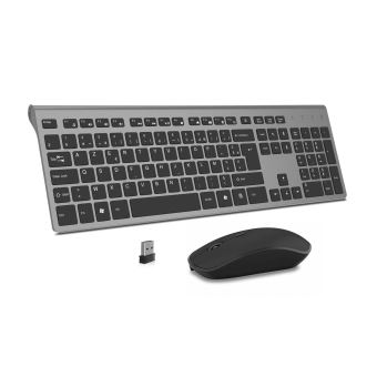 JOYACCESS Ensemble Clavier Souris sans Fil,AZERTY Clavier TedGem Clavier Souris sans Fil USB, 2,4Ghz Clavier Souris