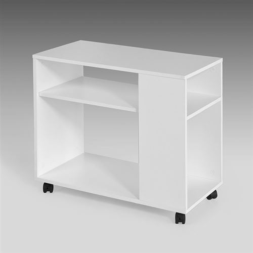 SoBuy® FBT34-W Bout de Canapé Table Café roulante Bibliothèque à roulettes