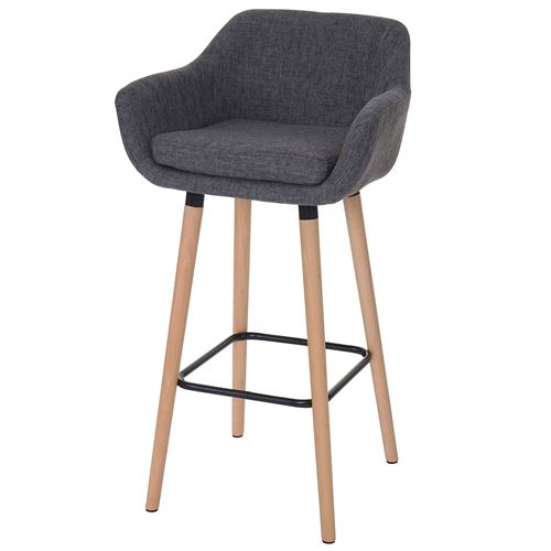 2x Tabouret de bar Malmö T381 tissu, gris
