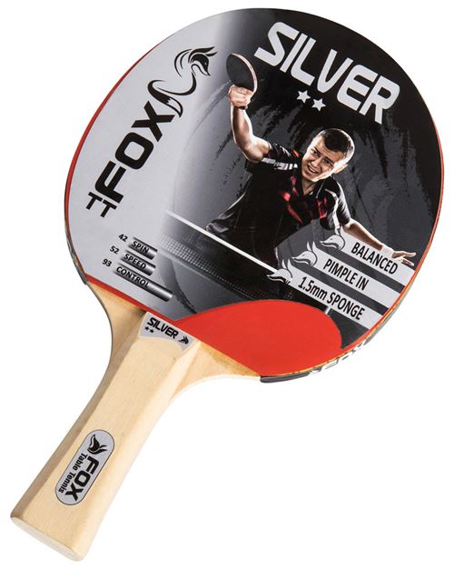 Fox TT raquette de tennis de table Silver 2 Star23 cm bois/caoutchouc clair/rouge