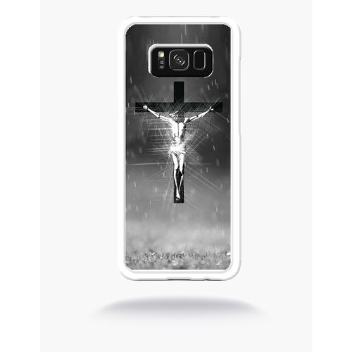 Coque Jésus Croix Noir Et Blanc Compatible Samsung S8 Bord Transparent