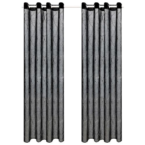 vidaXL Rideaux transparents brodés 2 pcs 140 x 175 cm Noir