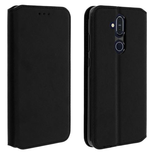 Avizar Housse Compatible Nokia 8.1 Etui Compatible folio Porte-cartes Fonction Support - Noir