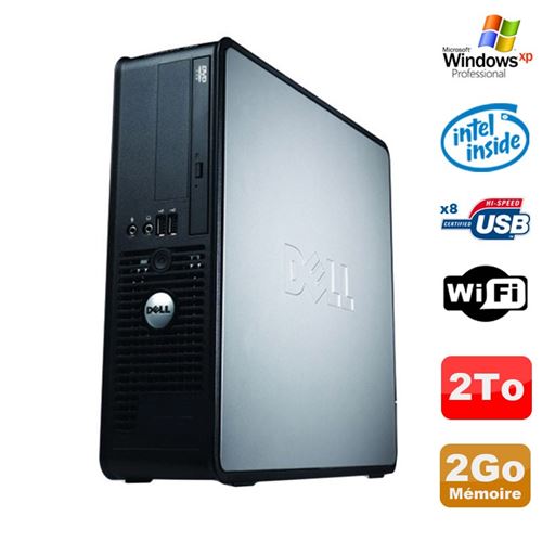 PC Dell Optiplex 380 Sff E5200 2.5Ghz 2Go Disque 2To Dvd WiFi Win Xp Pro