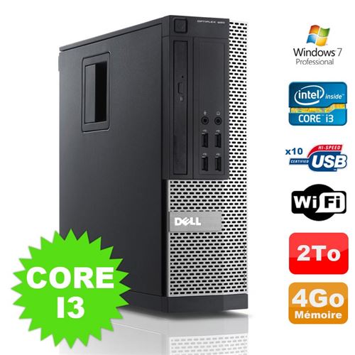 Pc dell optiplex 990 sff i3-2120 3.3ghz 4go disque 2000go dvd wifi w7 État correct - Dell reconditionné disponible sur Fnac