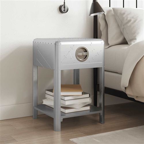 vidaXL Table de coin avec 1 tiroir vintage Style d'aviation
