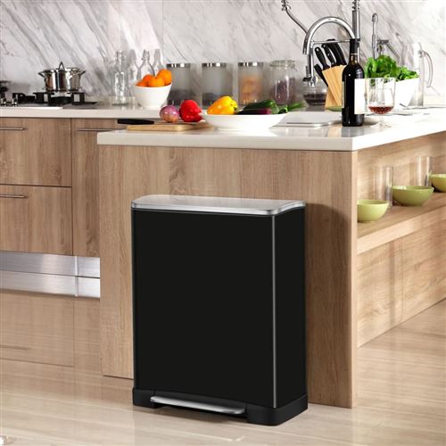 Poubelle pedalbin e-cube 28+18l noir, eko