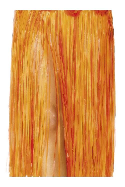 Jupe hawaienne rouge/orange de 73 cm de long avec velcro