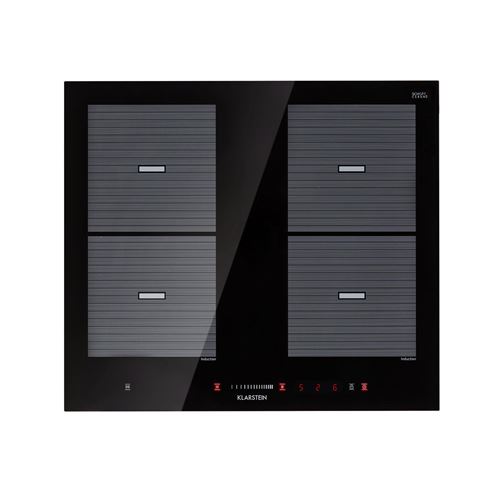 Klarstein Virtuosa Flex 60 Plaque à induction 4 zones modulables - Table de cuisson infrarouge 1800W - vitrocéramique noir & inox