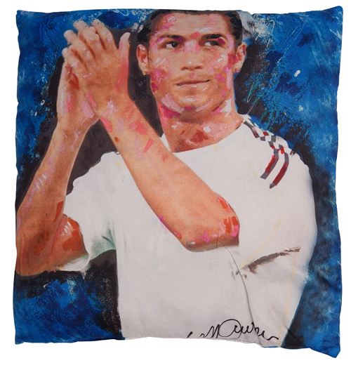 Super Star coussin Cristiano Ronaldo 40 x 40 cm polyester bleu