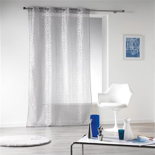 Panneau a oeillets 140 x 240 cm voile sable imprime argent neo chic Perle