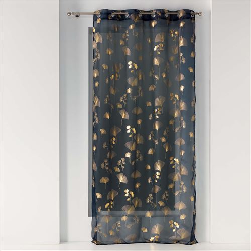 Voilage a oeillets 140 x 240 cm voile Bloomy Marine/or Douceur d'Intérieur
