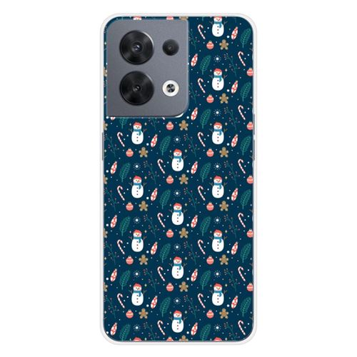 Coque en silicone imprimée compatible Oppo Reno 8 5G NO Bonhomme de neige