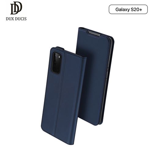 Étui Galaxy S20 Dux Ducis [Skin Series] Housse Portefeuille Fine en Cuir Synthétique, Porte Carte de Crédit, Rabat Magnétique, Kickstand - Bleu