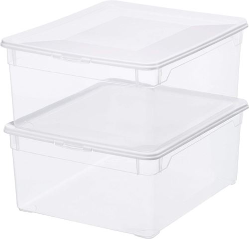 ROTHO Rotho Lot de 2 Pull Clear Box 18 L Couverture QR Code AppMyBox-2 x 18 L. Volume (Lxlxh) 40x33,5x17 cm Boîte de rangement transparente en plasti