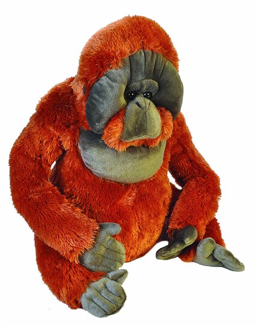 Wild Republic peluche orang-outan junior 76 cm en peluche orange/gris
