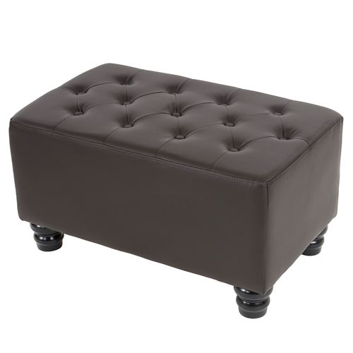 Pouf pour fauteuil de luxe Chesterfield similicuir pieds ronds brun antique