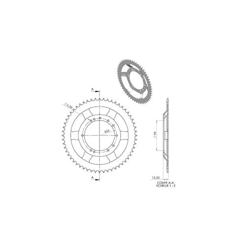 Couronne cyclo 20 adapt. 103 bts tole 56dts (d94) 10 trous
