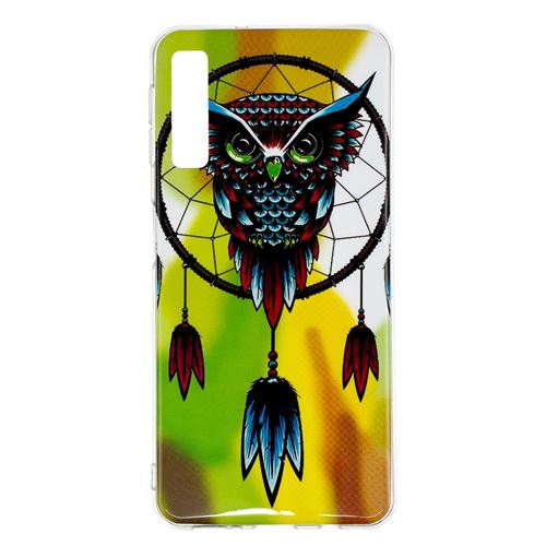 Coque en TPU impression d'un motif lumineux luminescent attrape-rêve de hibou pour votre Samsung Galaxy A7 (2018) A750
