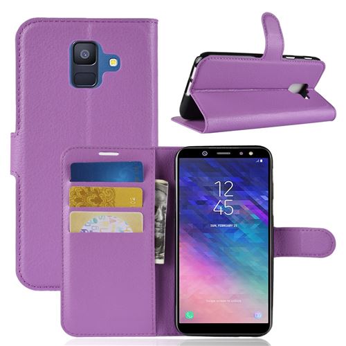 Etui en PU violet pour votre Samsung Galaxy A6 (2018)