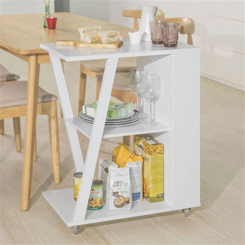 SoBuy® FKW77-W Desserte de Cuisine à roulettes Meuble de Rangement pour Cuisine