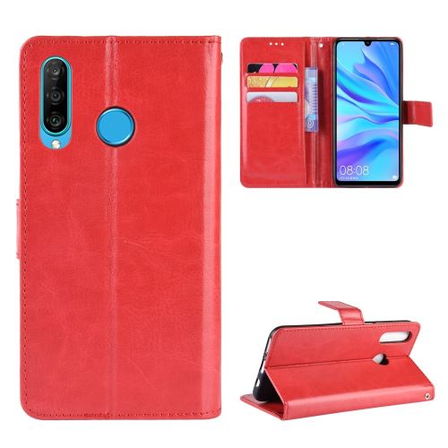 Etui en PU crazy horse rouge pour Huawei Honor 20 Lite