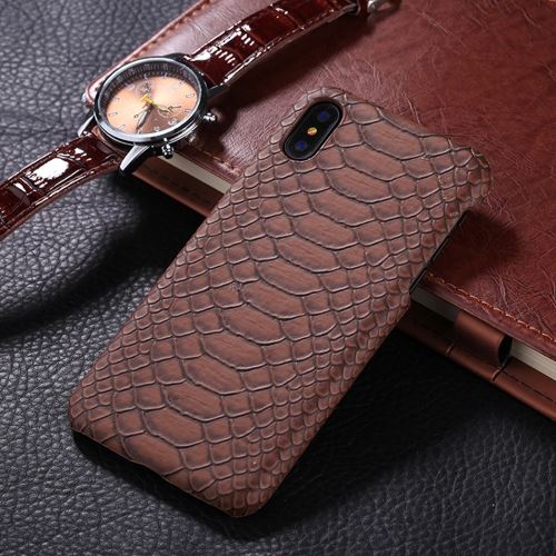 iPhone X Coque Protection Plastique Marron Effet peau seprent ALS48157