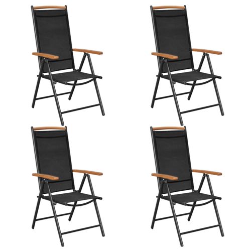 VIDAXL - Lot de 4 chaises de jardin pliables - Aluminium - Noir - Image 2