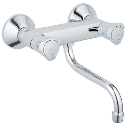 Grohe 2-Gr-Spültisch-Wand-Armatur Costa 1/2", A 20cm, Metallgriffe, isol., chr