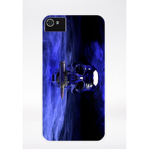Coque Blue Skull Compatible Iphone 4 Transparent