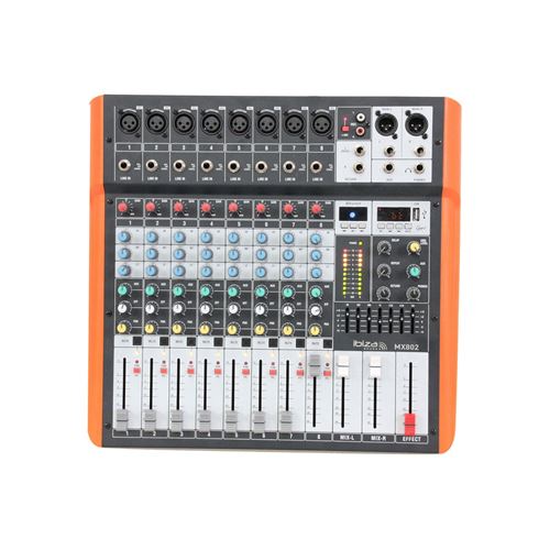 IBIZA SOUND MX802 Table de mixage musique 8 canaux usb & bluetooth