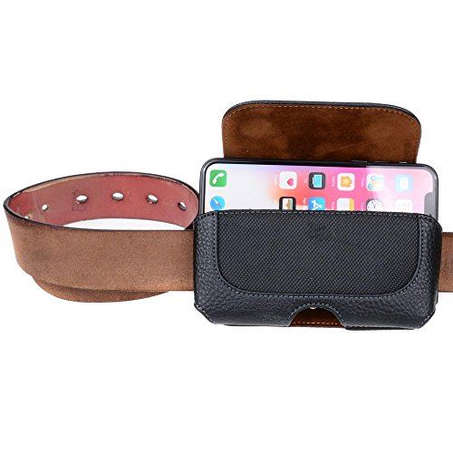 Semoss Étuis de Ceinture Coque pour iPhone X/iPhone XS PU Cuir Housse en Protection en Holster Clip Boucle Cover Noir 15 X 8 CM