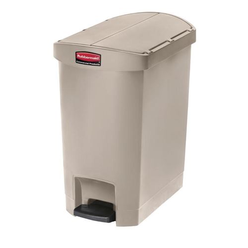 Poubelle à pédale latérale rubbermaid slim jim 30l beige
