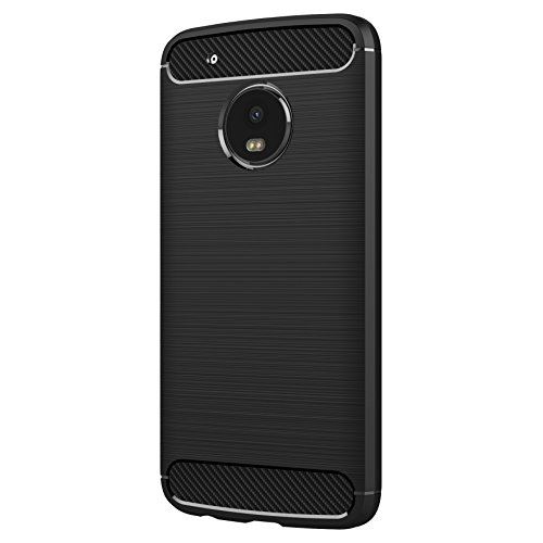 AICEK Coque Lenovo Moto G5, Noir Silicone Coque pour Motorola Moto G5 Housse (5,0 Pouces) Fibre de Carbone Etui Case