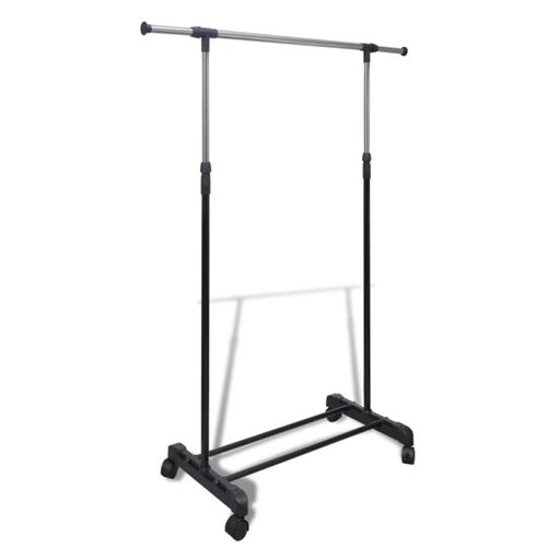 Vidaxl - Port-manteau r&eacute;glable 4 roulettes 1 rail d'accrochage Noir